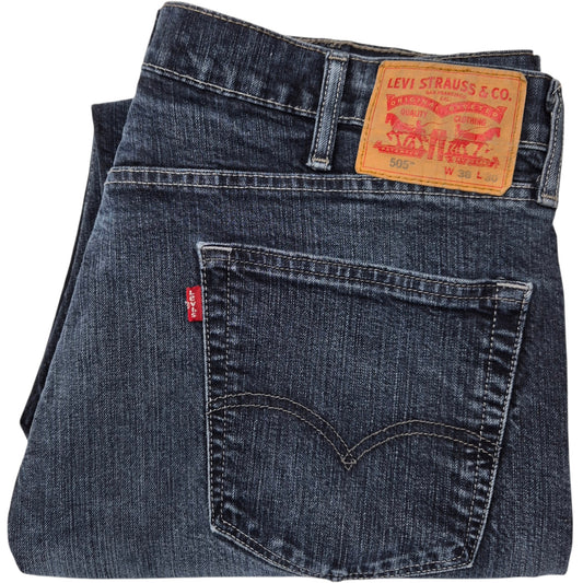 Levis 505 Jeans Dark Blue Straight Leg Crop Denim W38