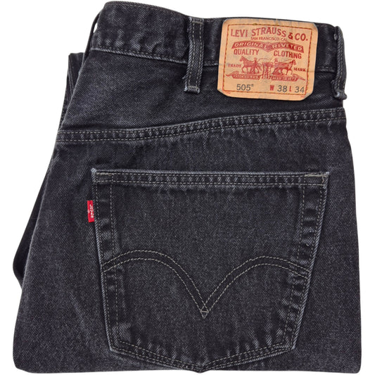 Vintage Levis 505 Jeans 2000's Black Regular Fit Heavy Rigid Denim W38