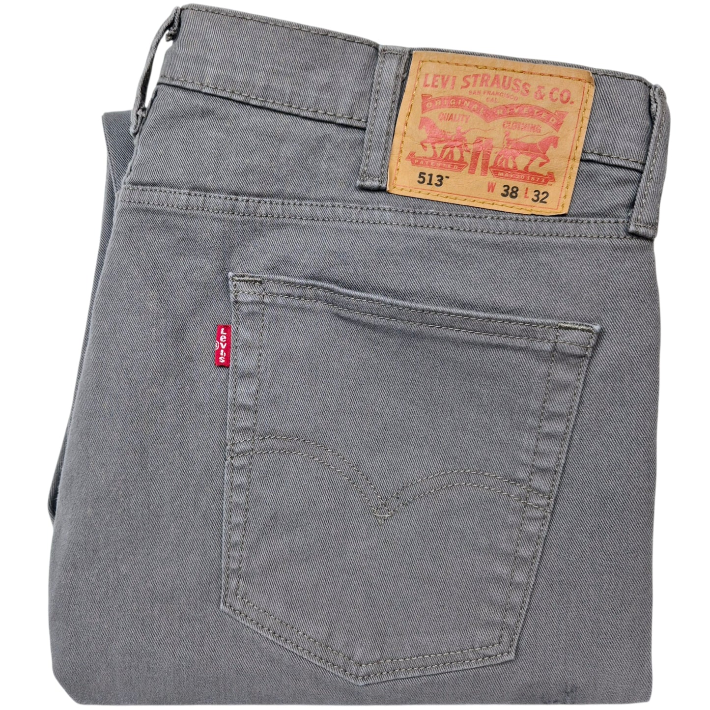 Levis 513 Jeans Grey Regular Straight Leg Stretch Denim W38