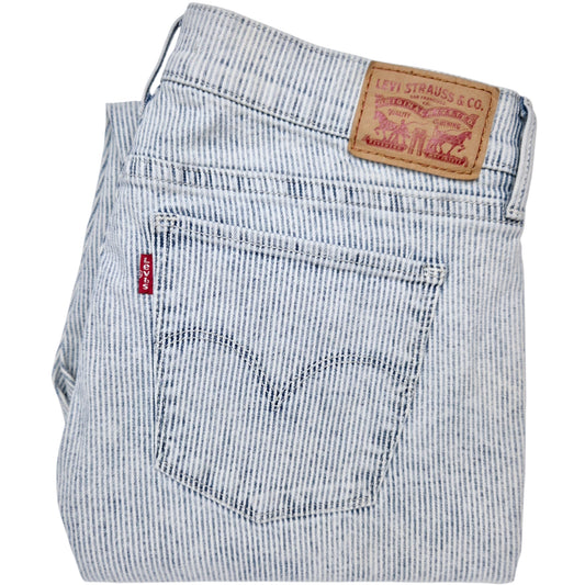 Levis 710 Jeans Womens Light Blue Striped Super Skinny Stretch Denim W31