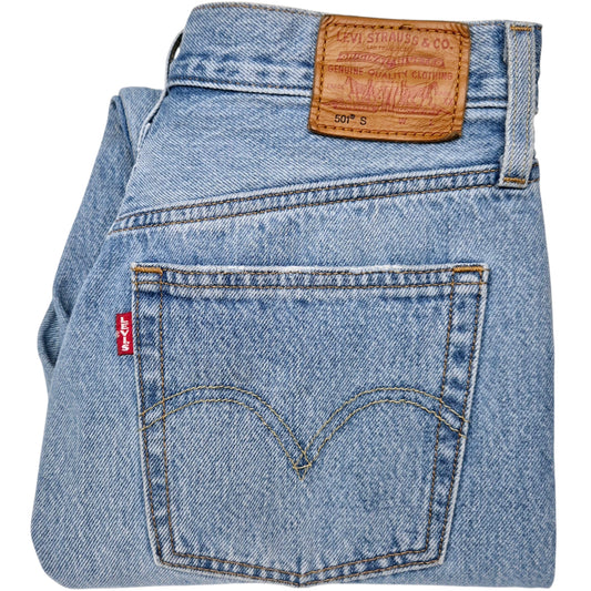 Levis Premium 501 Jeans Womens Light Blue Classic Slim Denim W28