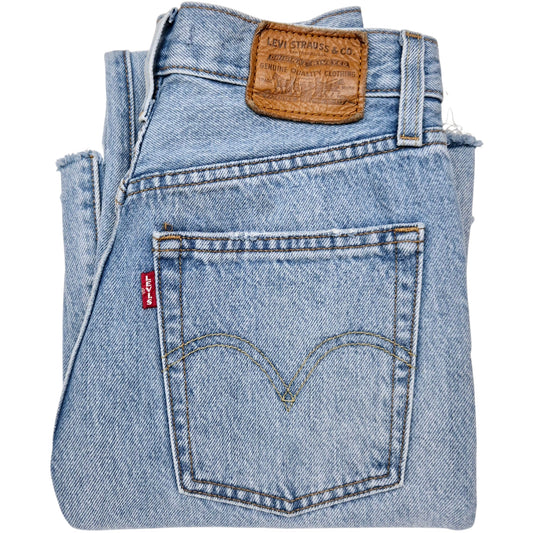 Levis Premium Jeans Womens Light Blue Heavy Ribcage Split Flare Denim W26