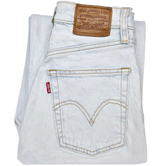 Levis Premium Jeans Womens Light Blue Heavy Ribcage Straight Leg Denim W24