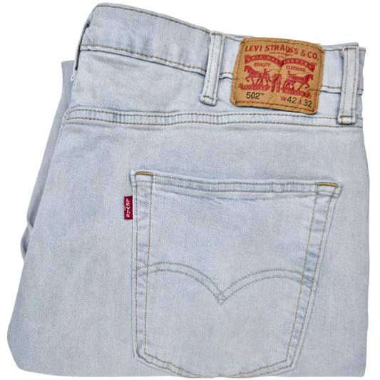 Levis 502 Jeans Light Blue Regular Stretch Denim W42