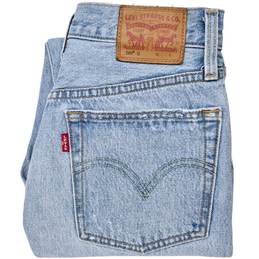 Levis 501 Jeans Womens Light Blue Classic Heavy Slim Denim W26
