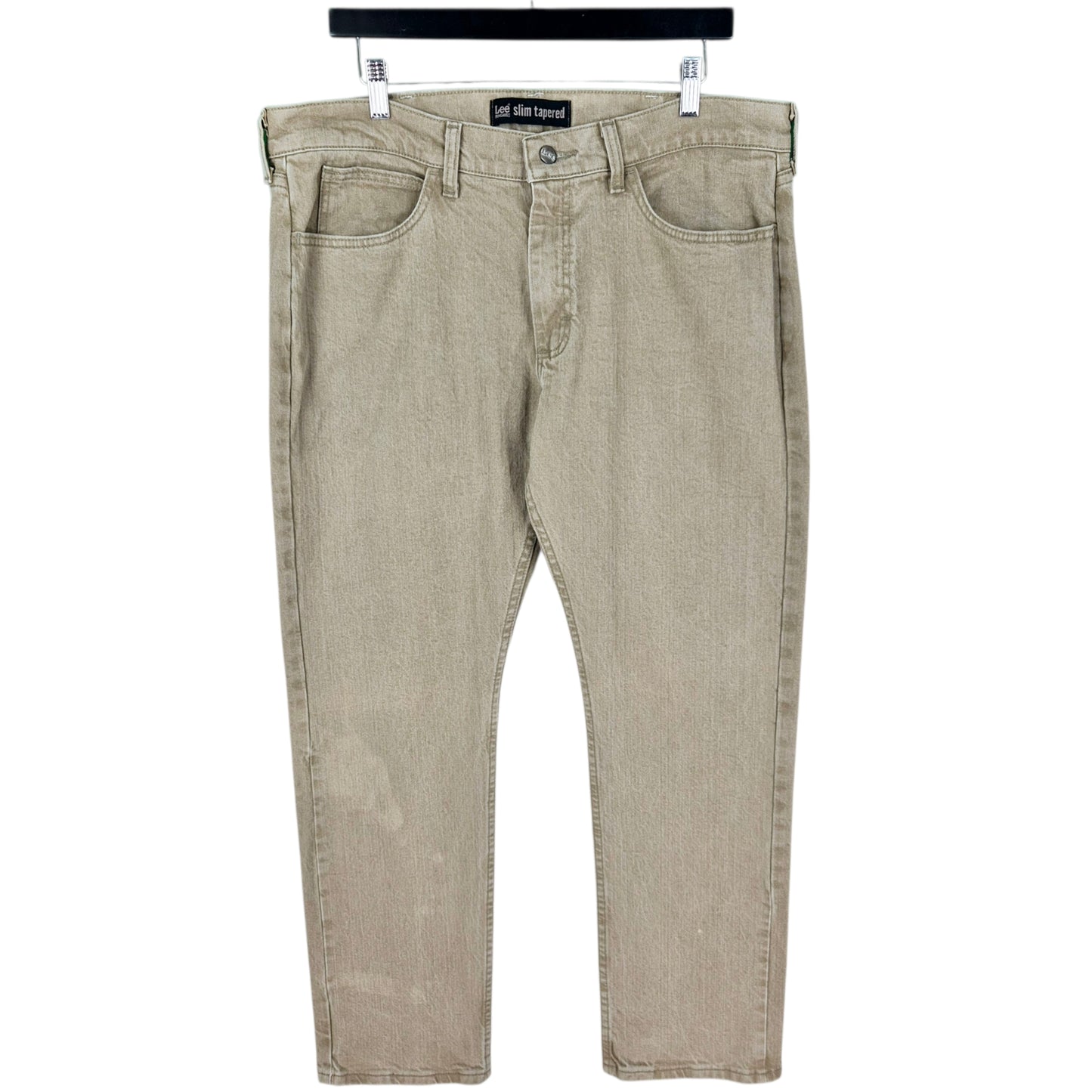 Vintage Lee Dungarees Jeans Brown Heavy Slim Tapered Leg Denim W36