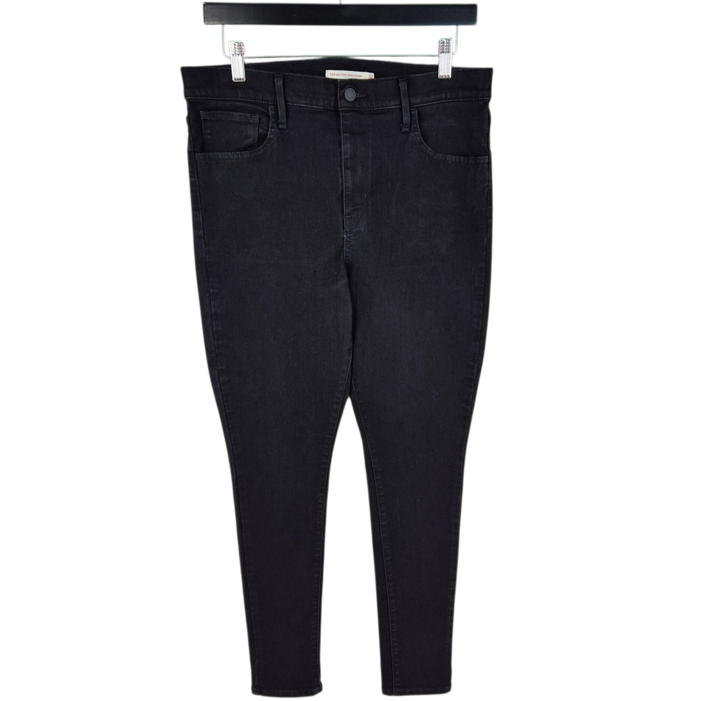 Levis 720 Jeans Womens Black High Rise Super Skinny Stretch Denim W32