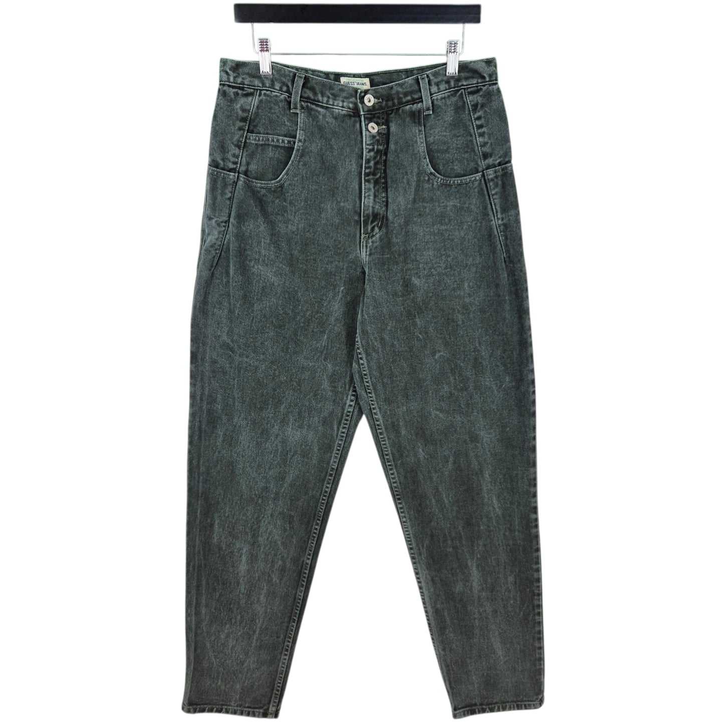 Vintage Guess Jeans 90's Khaki Green Heavy USA Made Tapered Denim W32