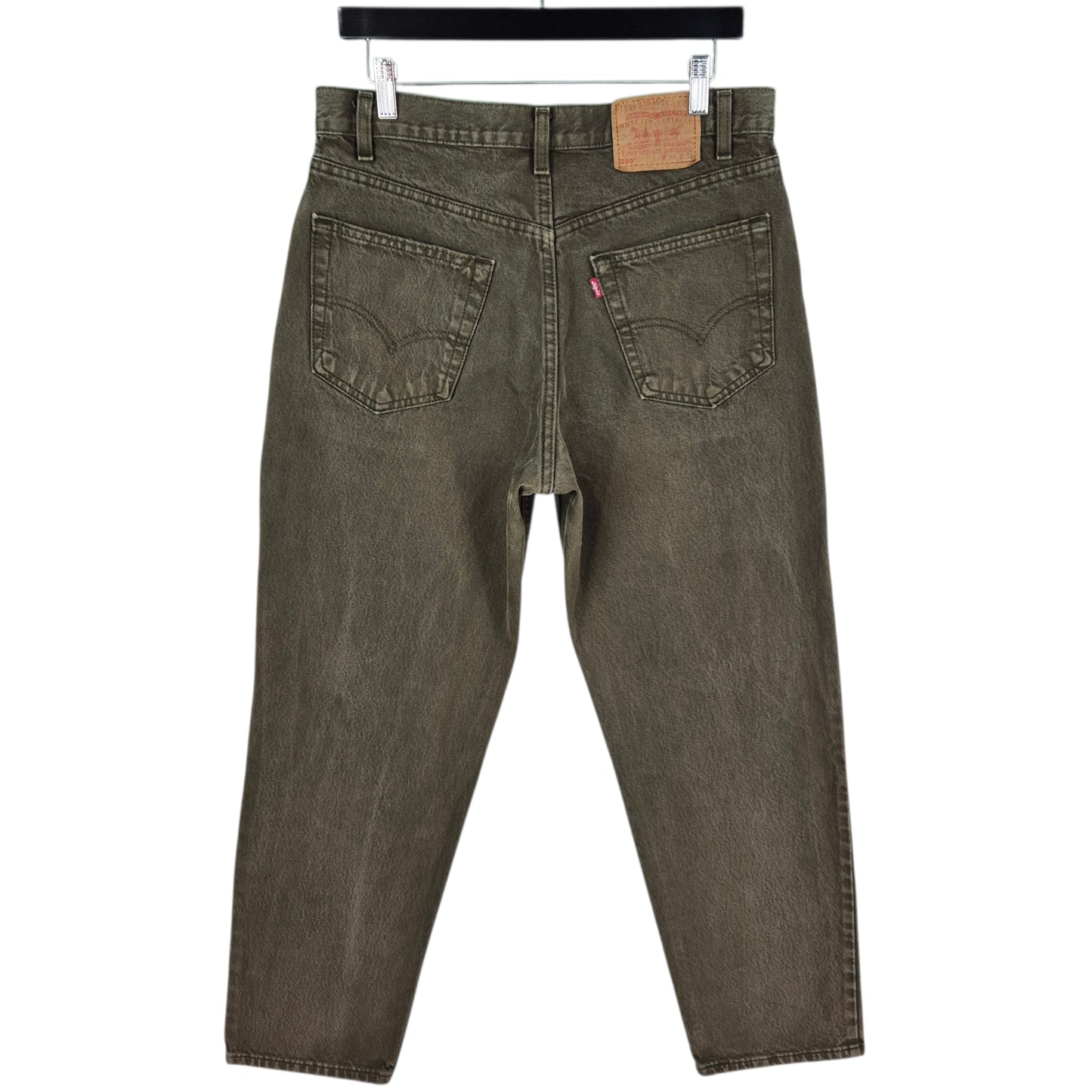 Vintage Levis 550 Jeans 90's Olive Green Loose Tapered USA Made Denim W32