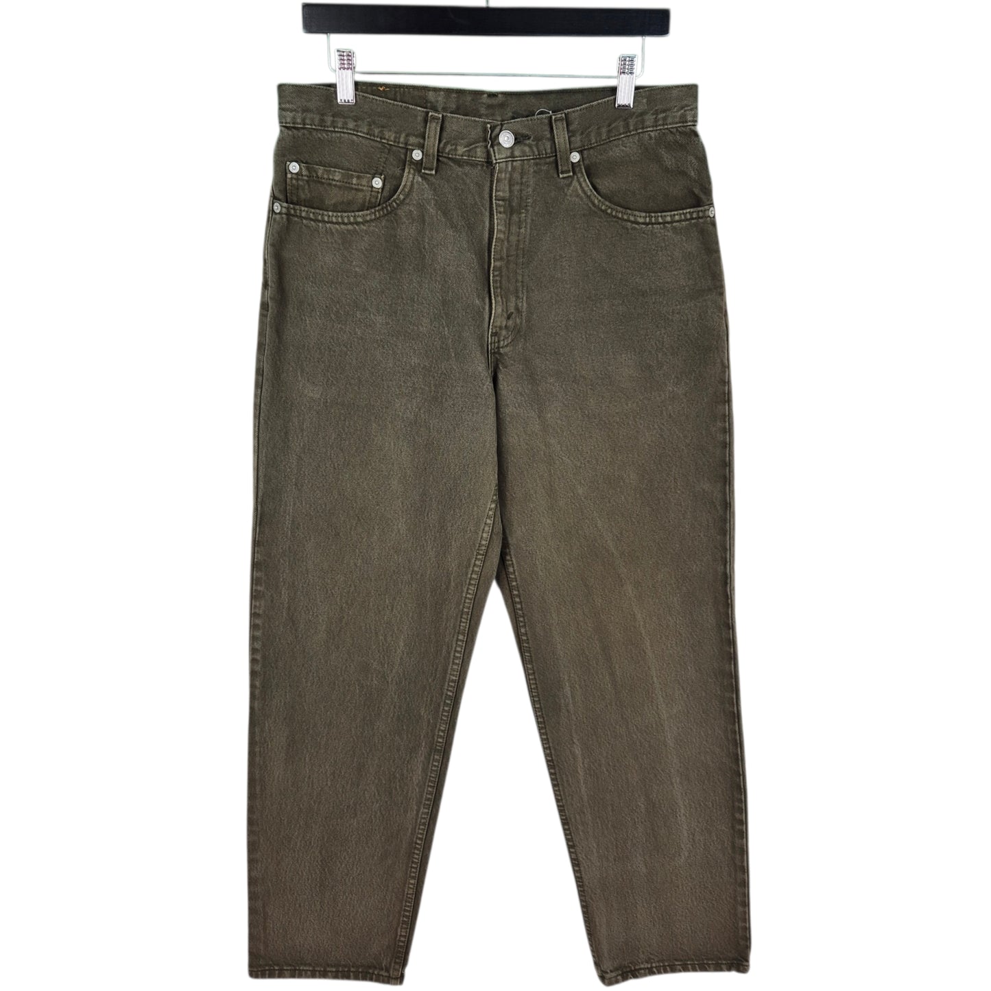 Vintage Levis 550 Jeans 90's Olive Green Loose Tapered USA Made Denim W32