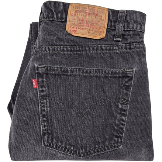 Vintage Levis 505 Jeans 90's Black Regular Heavy Rigid Canada Made Denim W37