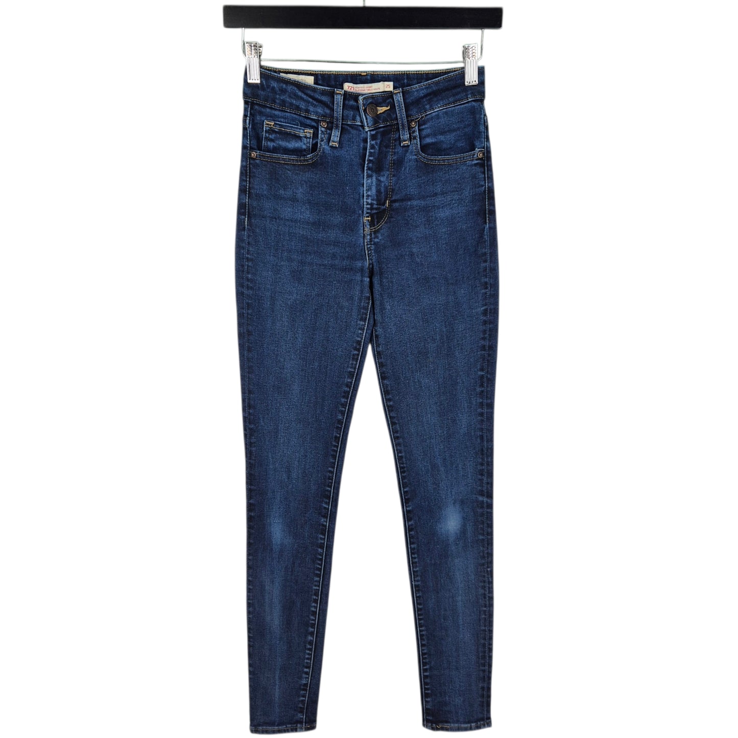 Levis Premium 721 Jeans Womens Dark Blue High Rise Super Skinny Denim W24