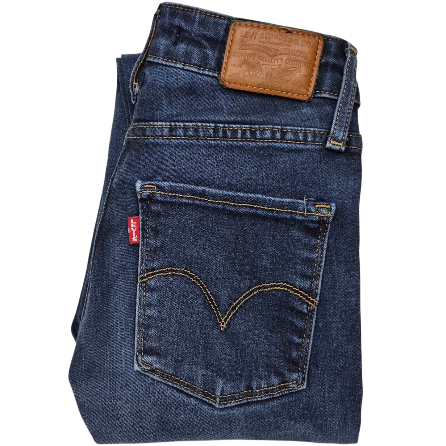 Levis Premium 721 Jeans Womens Dark Blue High Rise Super Skinny Denim W24