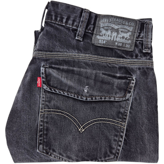 Vintage Levis 514 Jeans 2000's Black Regular Straight Leg Rigid Denim W37