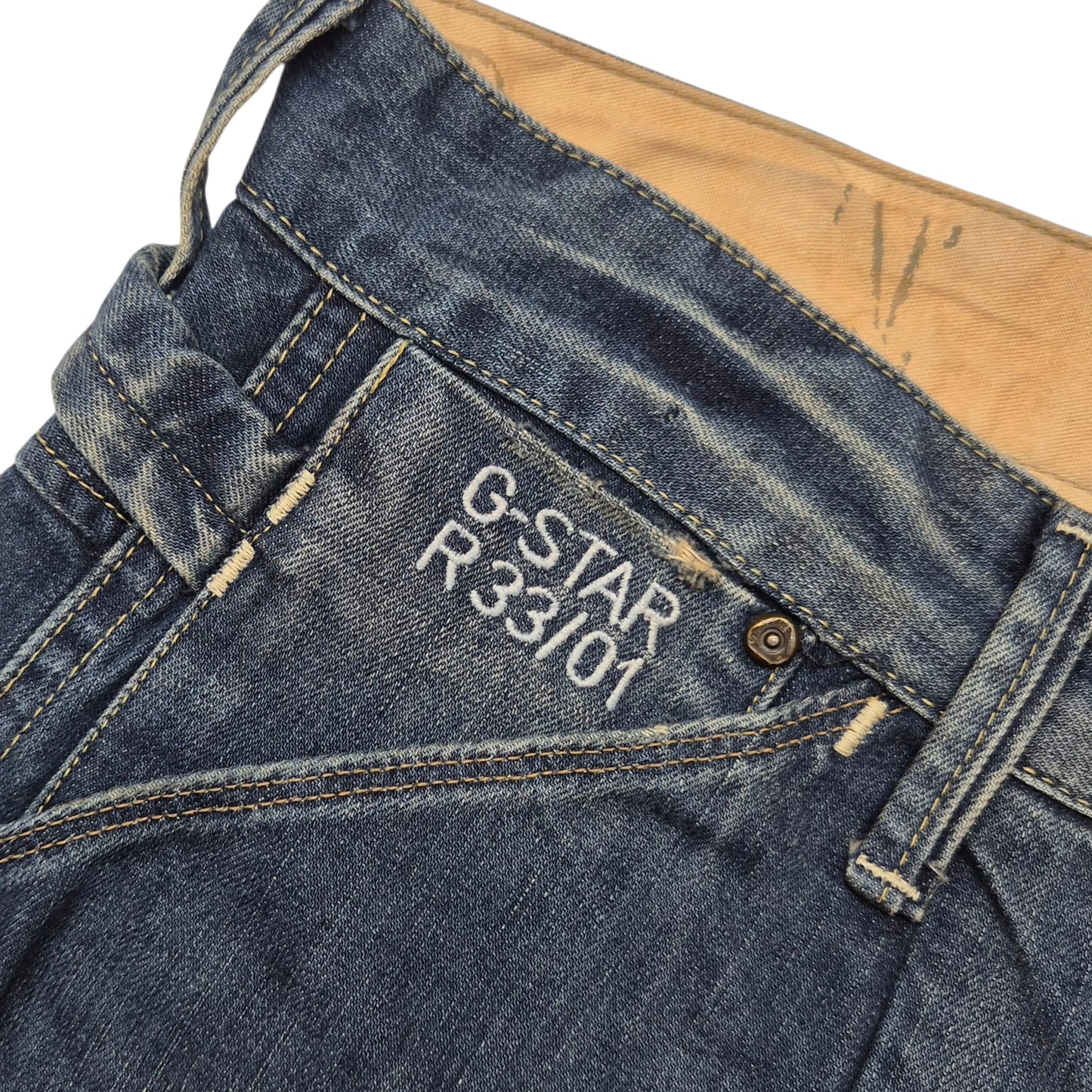 Vintage G Star Raw Jeans Blue Extra Heavy Loose Straight Leg Cargo Denim W33