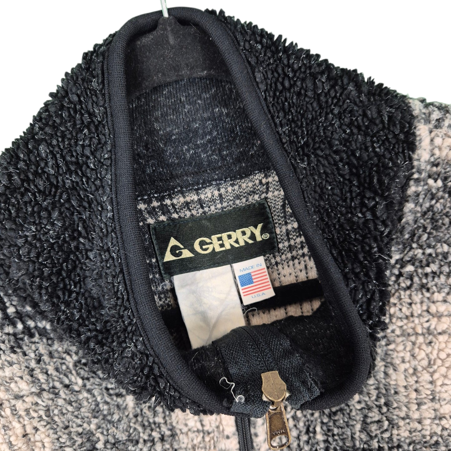 Vintage Gerry 80's Black & Grey USA Made Quarter Zip Fleece Jumper Size L