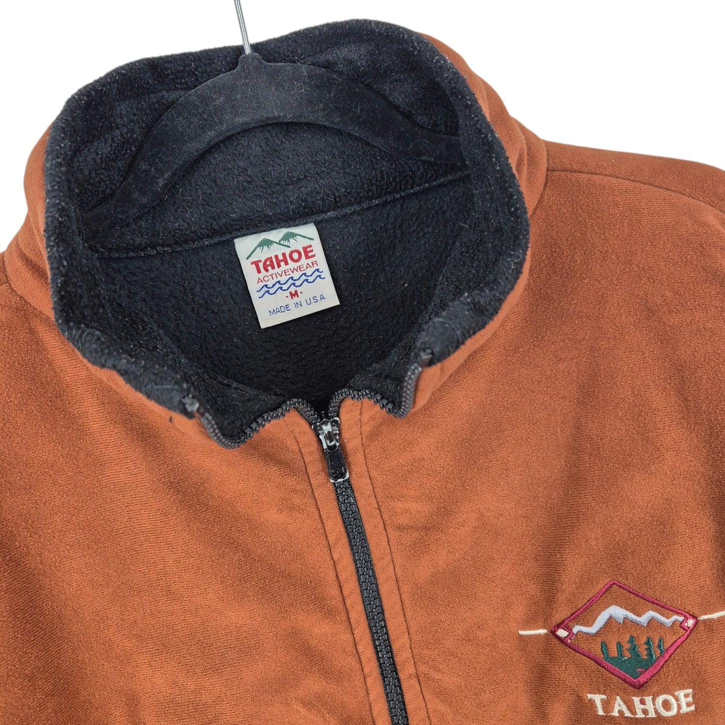 Vintage Tahoe Activewear 80's Back & Brown USA Full Zip Fleece Jumper Size M