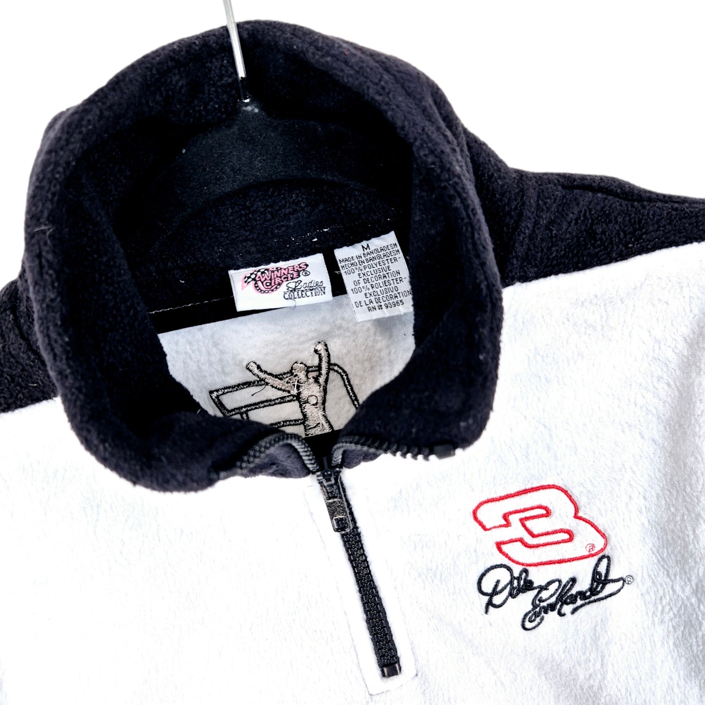Vintage Dale Earnhardt Womens Black & White NASCAR Fleece Zip Jumper Size M
