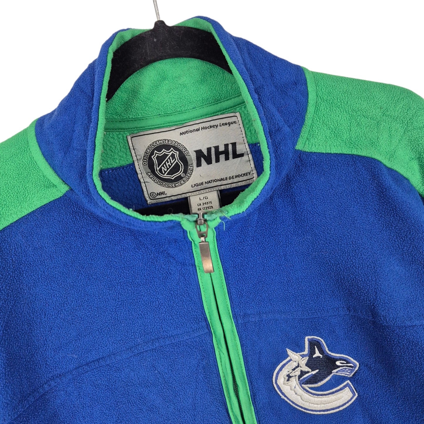 NHL Vancouver Canucks Blue & Green Full Zip Fleece Jumper Size L