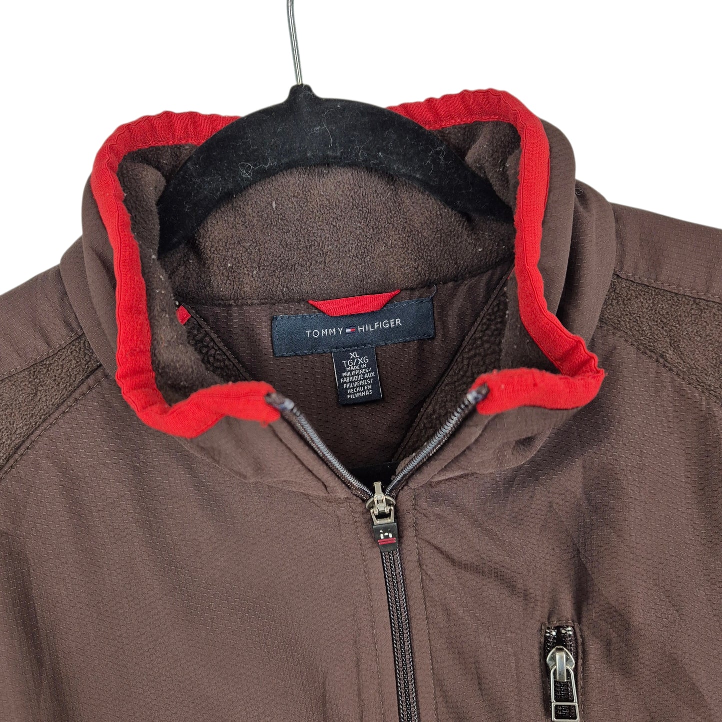 Tommy Hilfiger Brown Full Zip Hybrid Fleece Jumper Size XL