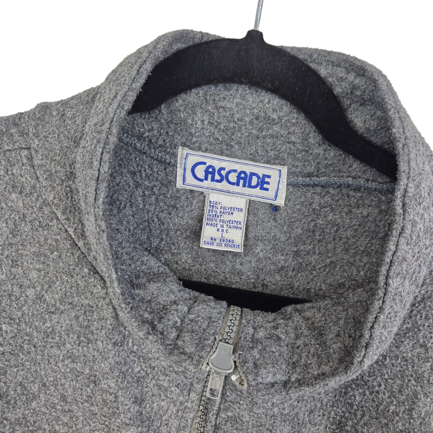 Vintage Cascade 80's Grey & Red Full Zip Fleece Jumper Size L