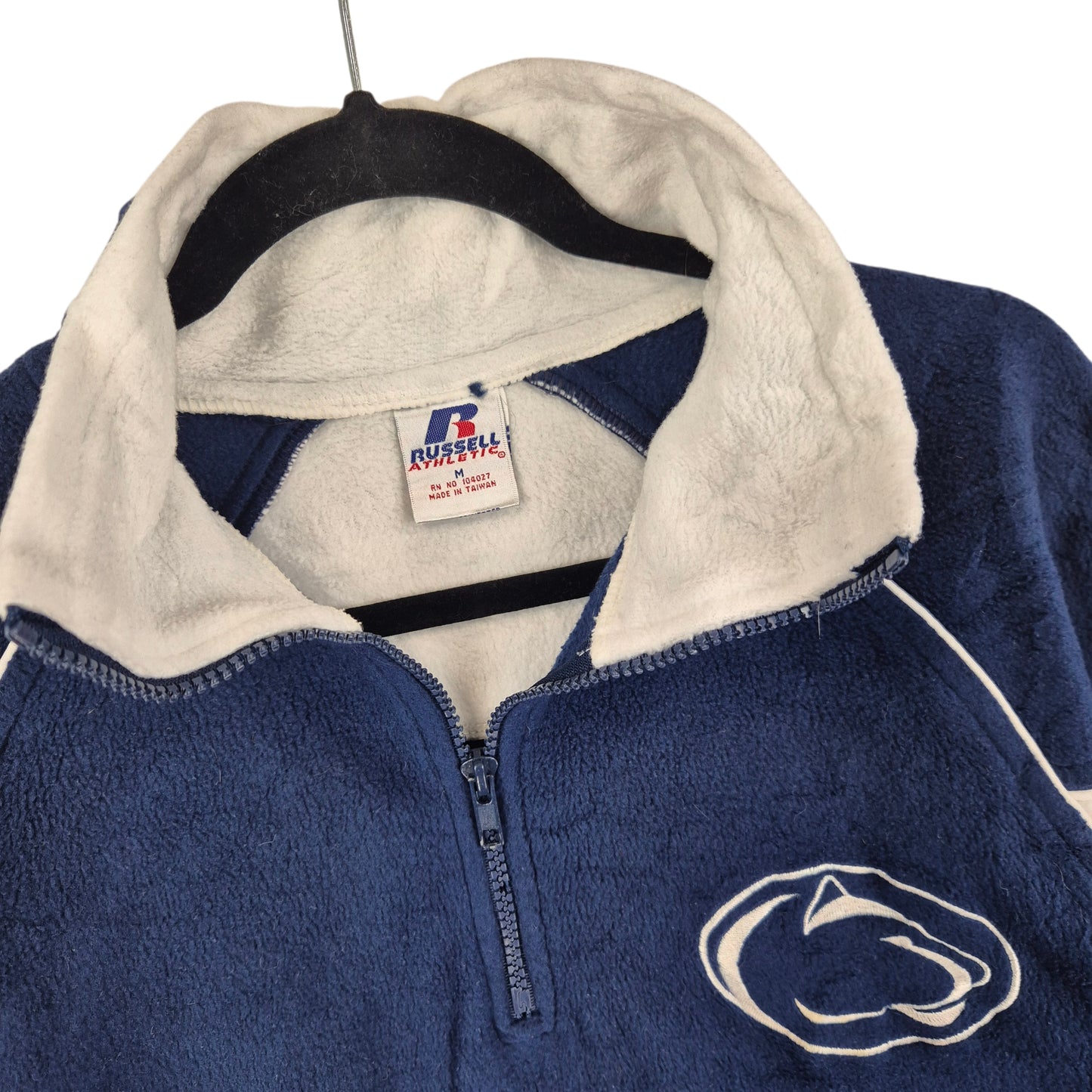Vintage Russell Athletic Penn State Lions 90's Blue Quarter Zip Fleece Jumper Size M