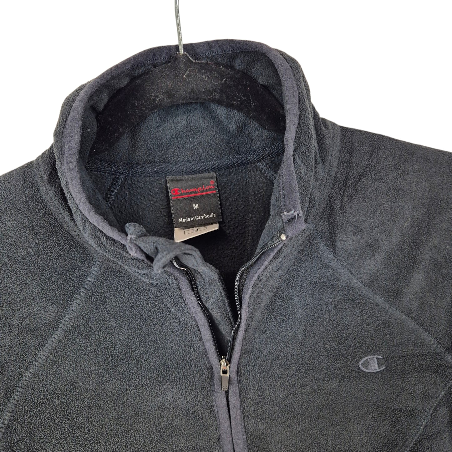 Champion Womens Black Lightweight Quarter Zip Fleece Jumper Size M