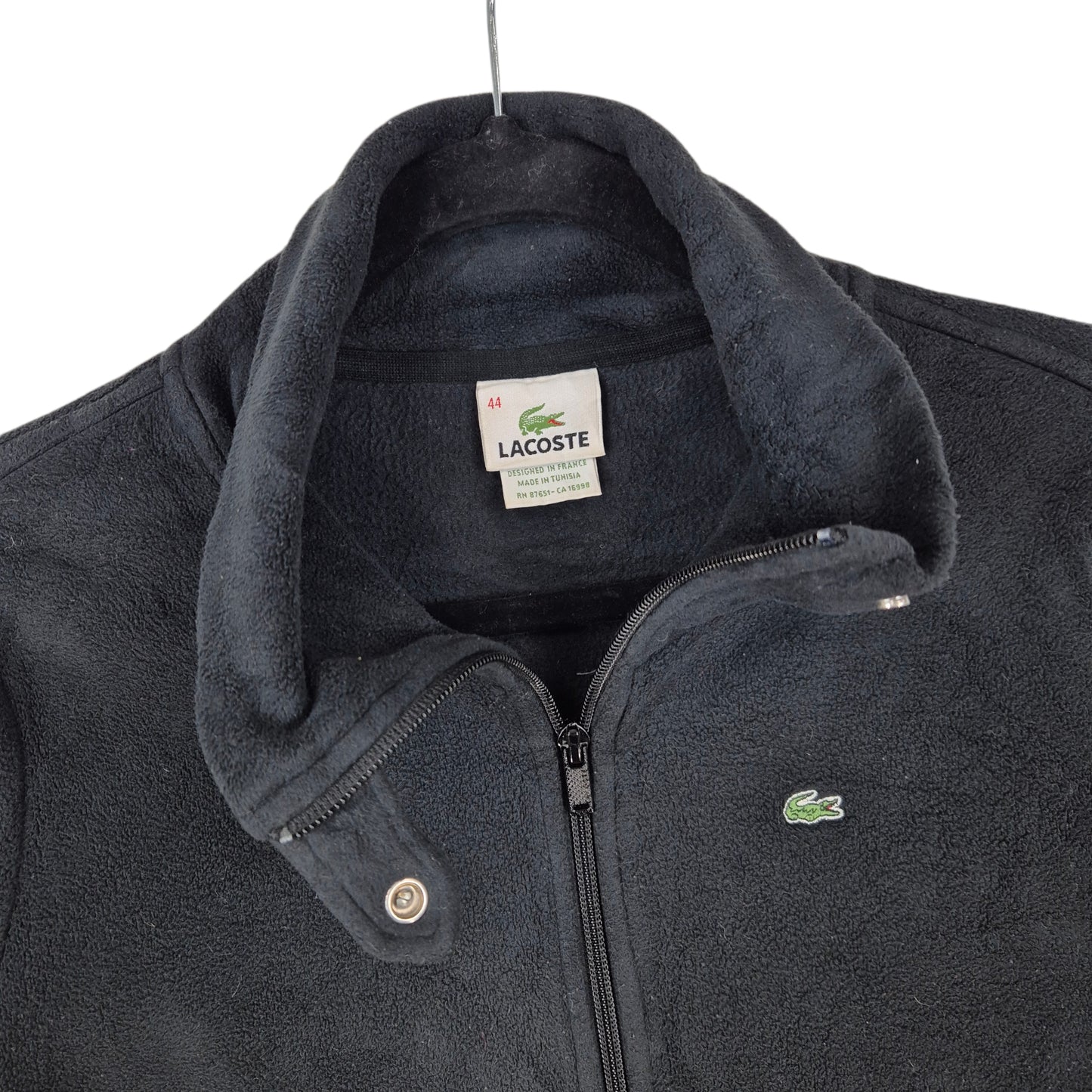 Lacoste Womens Black Slim Turtleneck Full Zip Fleece Jumper Size L