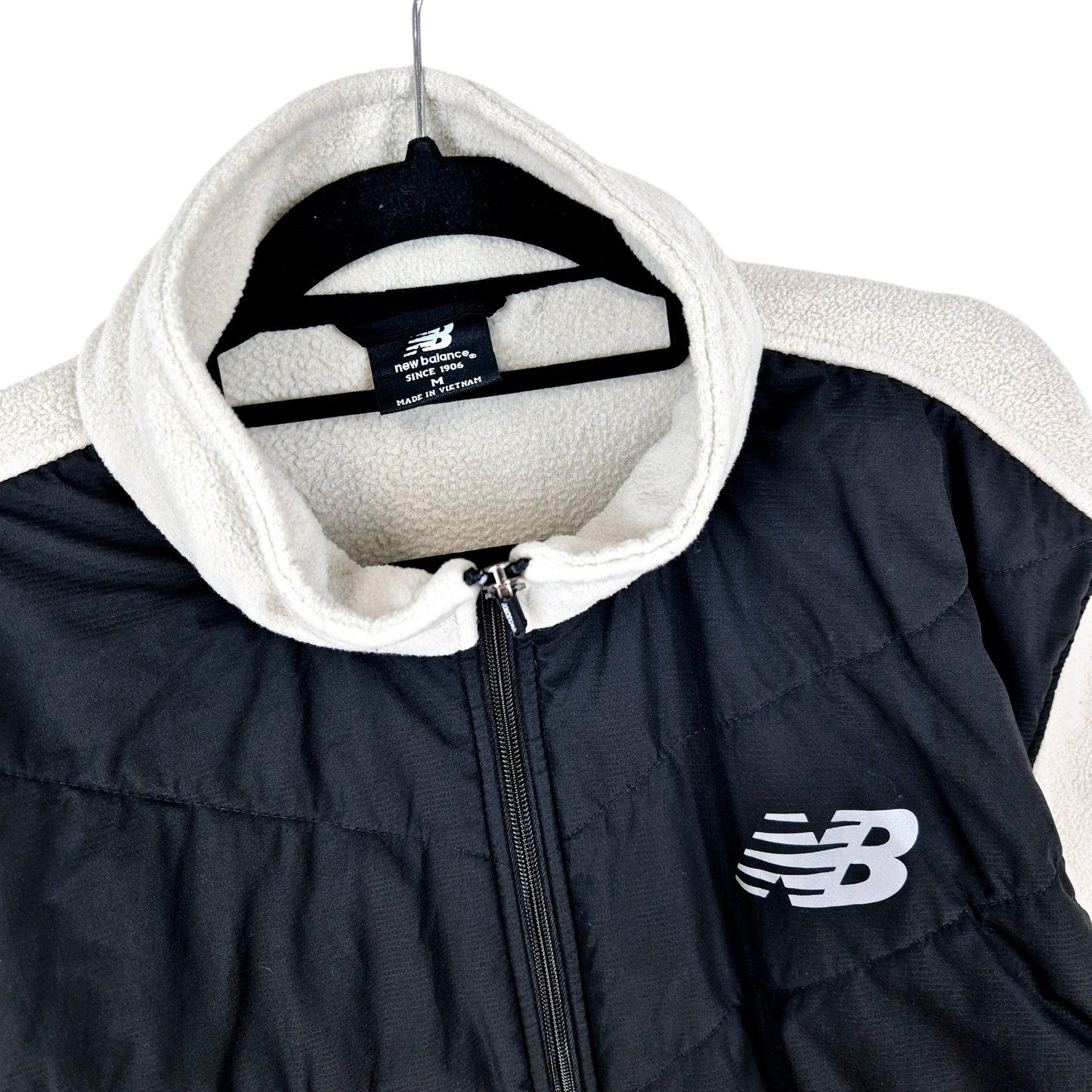 New Balance Cream White & Black Full Zip Fleece Jumper Size M