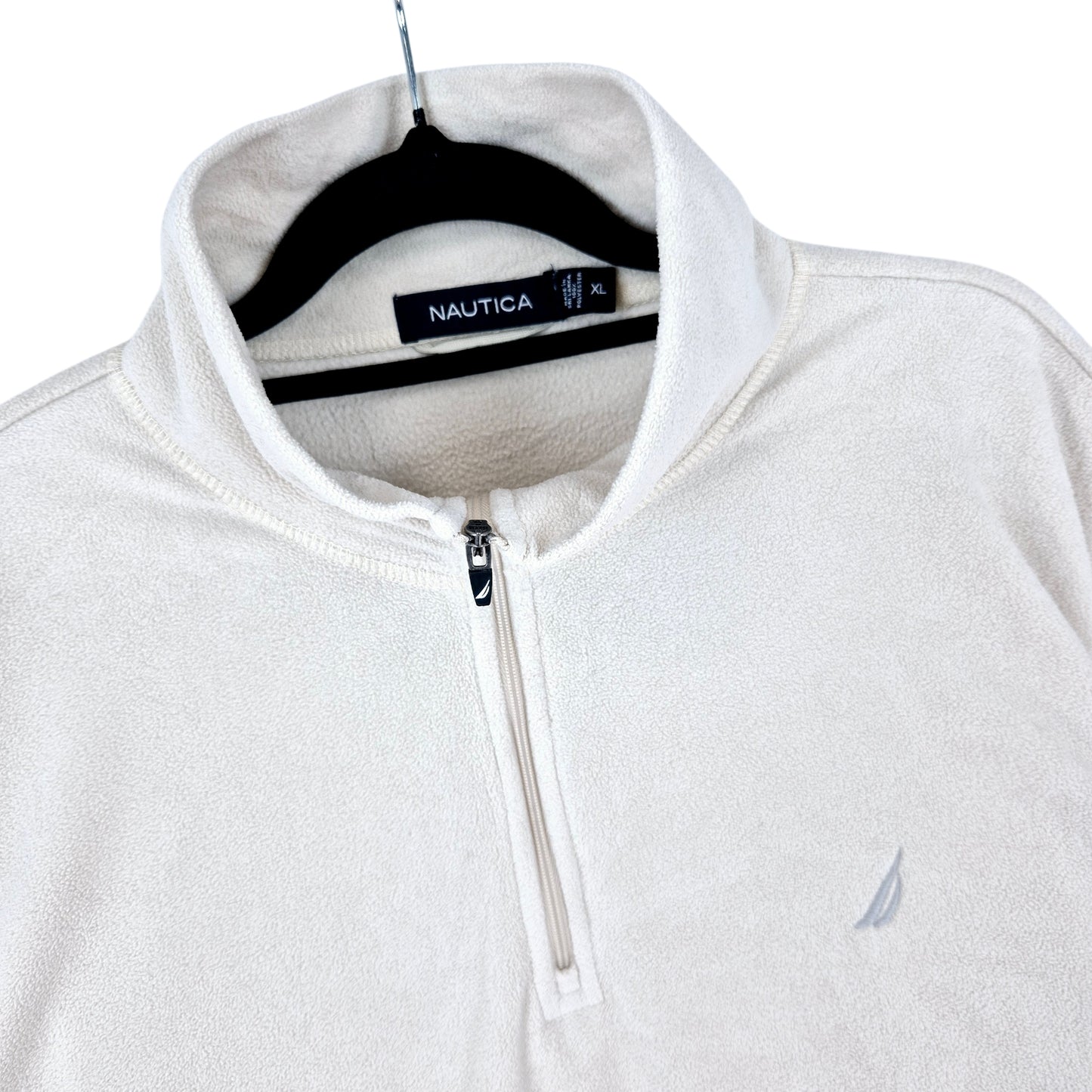 Nautica Cream White Quarter Zip Fleece Jumper Size XL