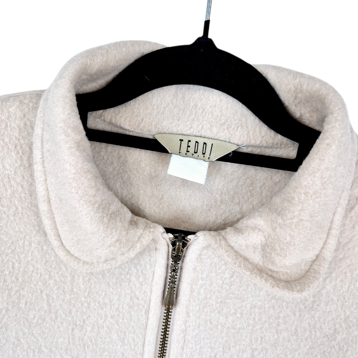 Vintage Teddi Petite 80's Womens Cream Full Zip Fleece Jumper Size XL