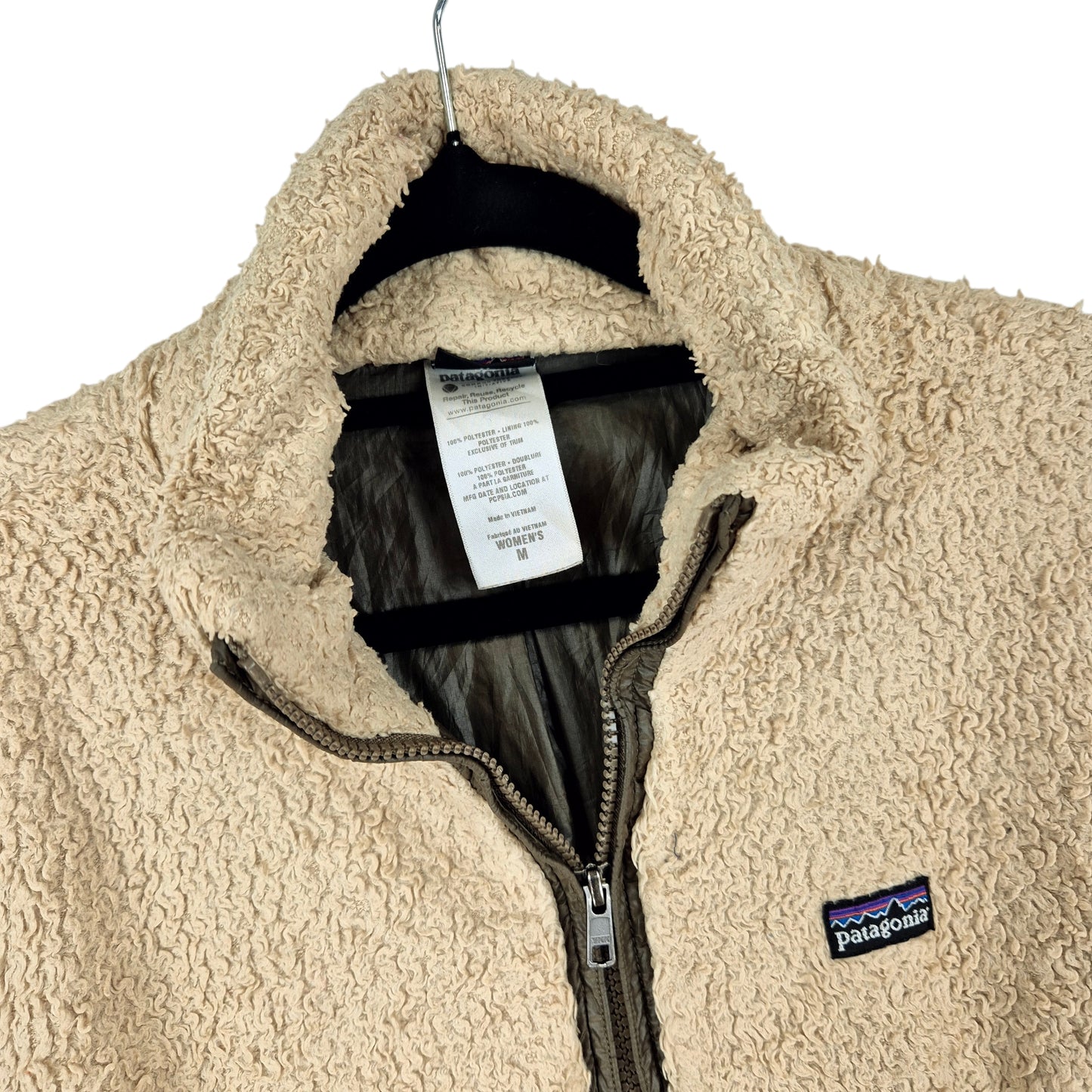 Vintage Patagonia 90's Womens Light Brown Full Zip Fleece Jumper Size M