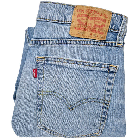 Levis 510 Jeans Light Blue Skinny Distressed Denim W32