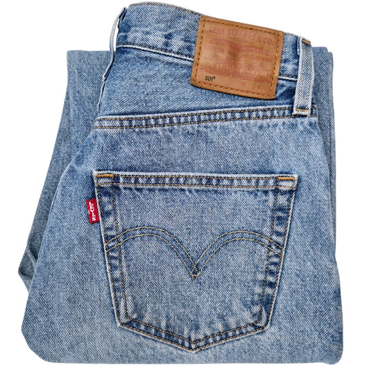 Levis Premium 501 Jeans Womens Light Blue Classic Heavy Denim W27