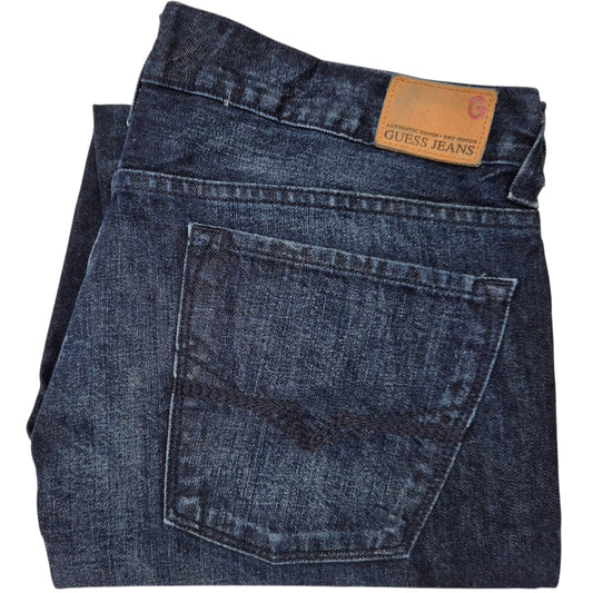 Guess Jeans Dark Blue Rebel Straight Leg Regular Fit Denim W36