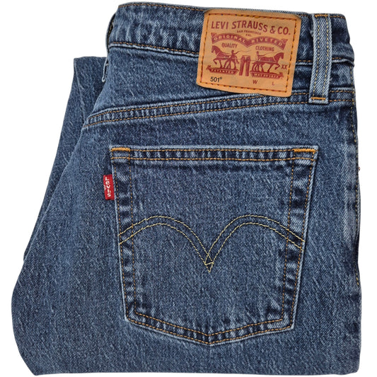 Levis 501 Jeans Womens Blue Classic Heavy Crop Denim W29