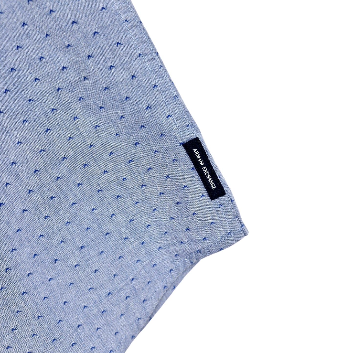 Armani Exchange Steel Blue Slim Fit Short Sleeve Button Shirt Size XL