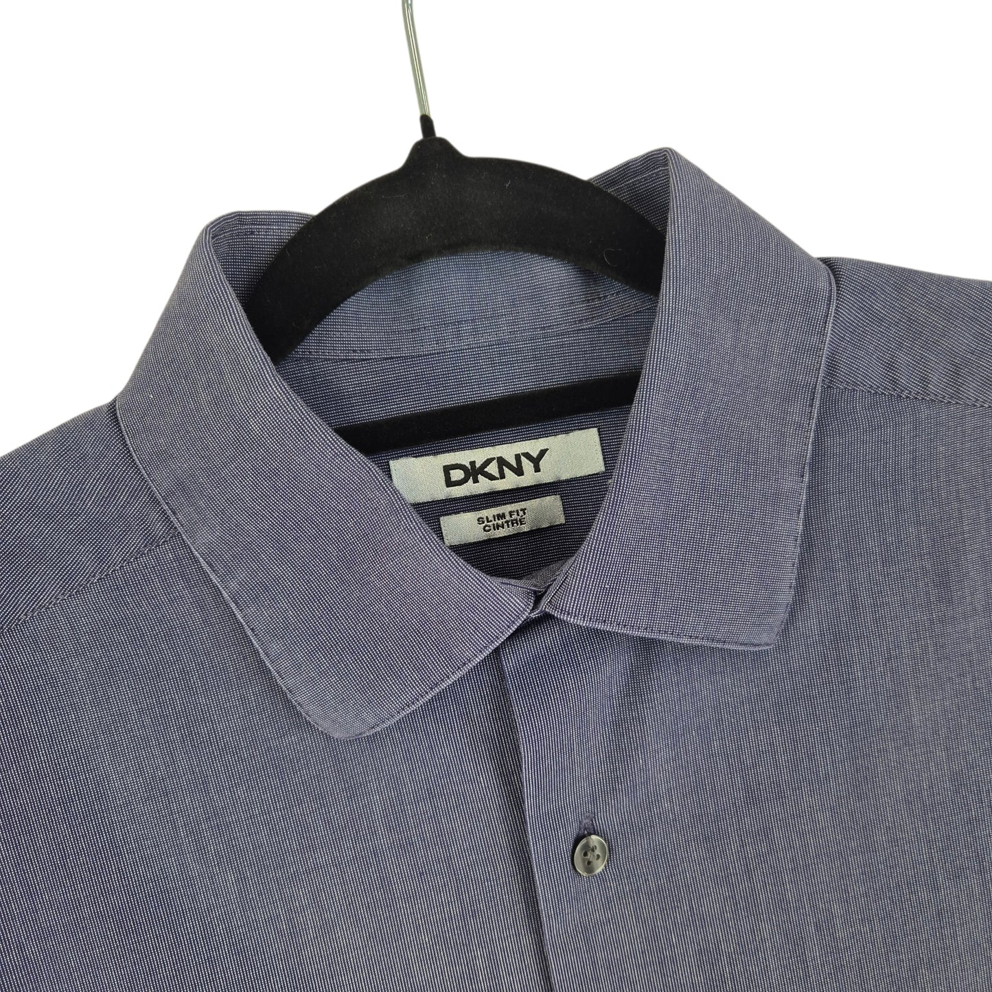 DKNY Dark Blue Indigo Slim Fit Dress Shirt Size L