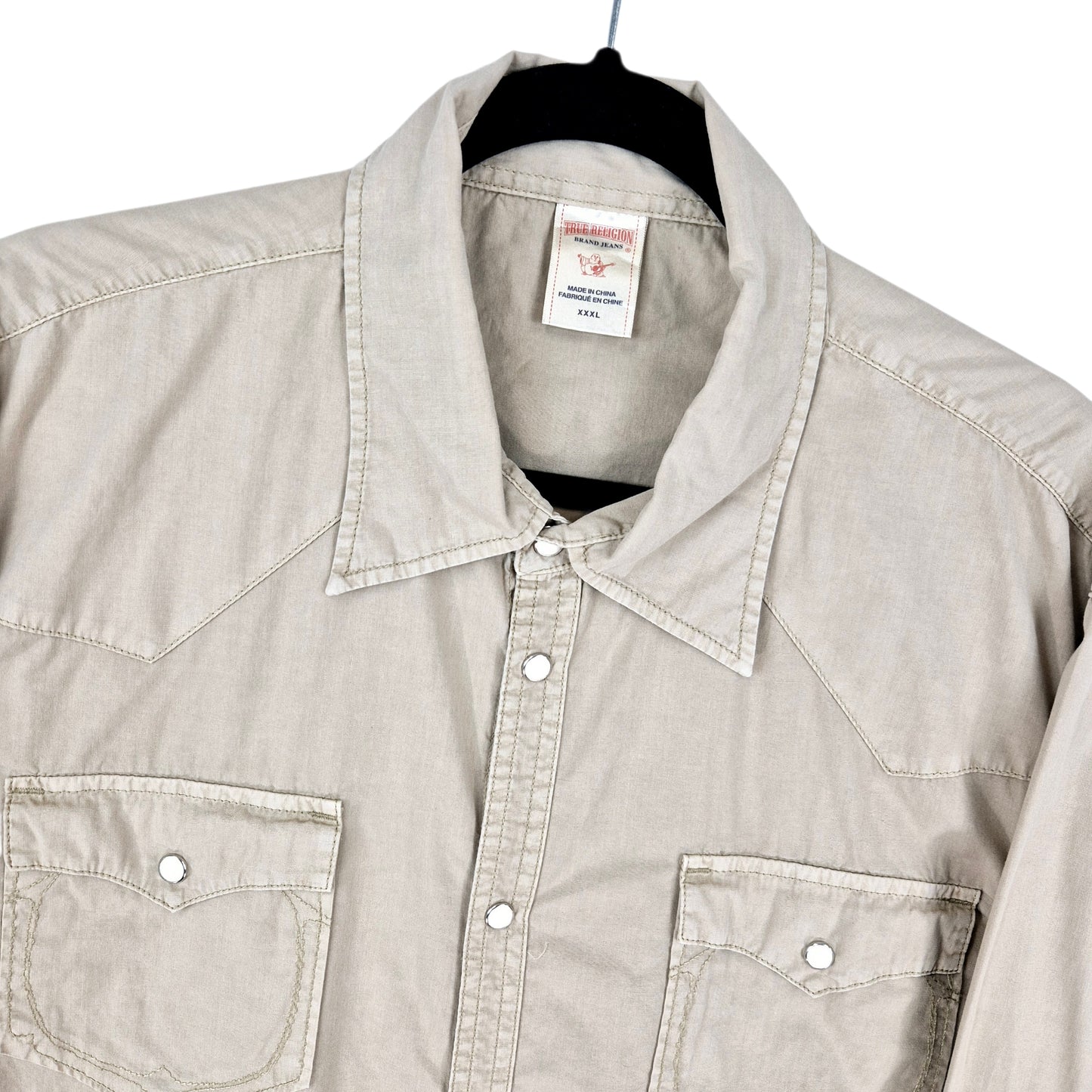 True Religion Light Brown Long Sleeve Slim Button Shirt Size 3XL