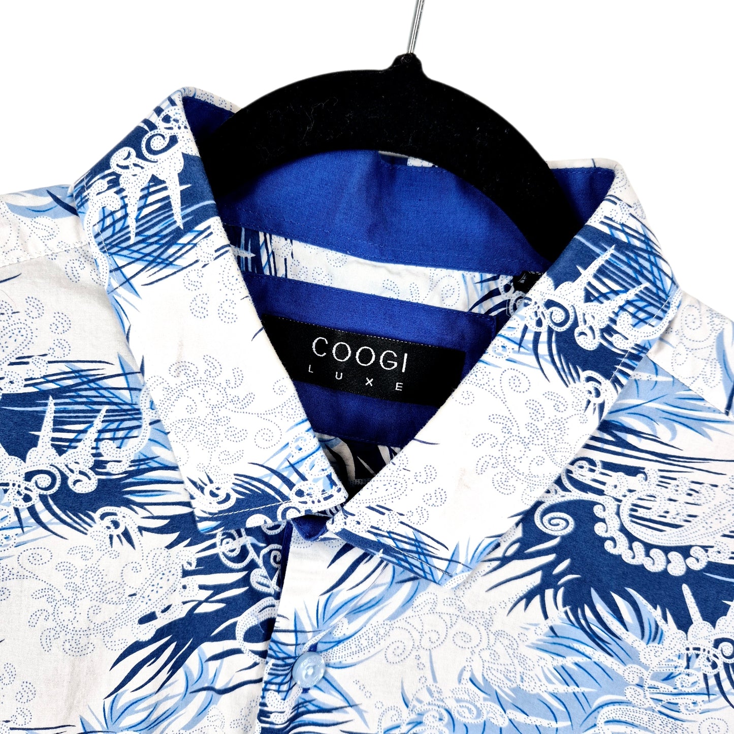 COOGI Luxe Blue & White Long Sleeve Button Shirt Size 2XL