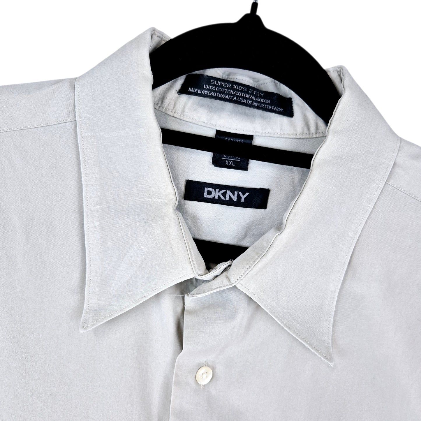 DKNY Cream Brown Super 100's 2 Ply Dress Shirt Size 2XL