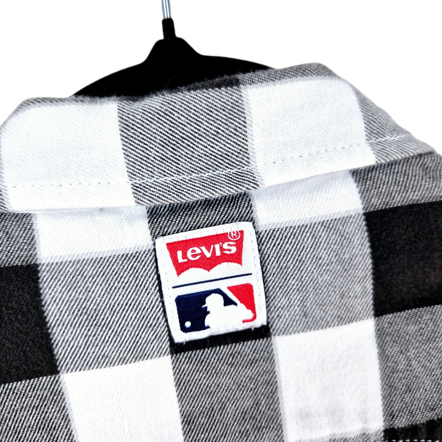 Levis MLB Chicago White Sox Womens Black Checkered Button Shirt Size S