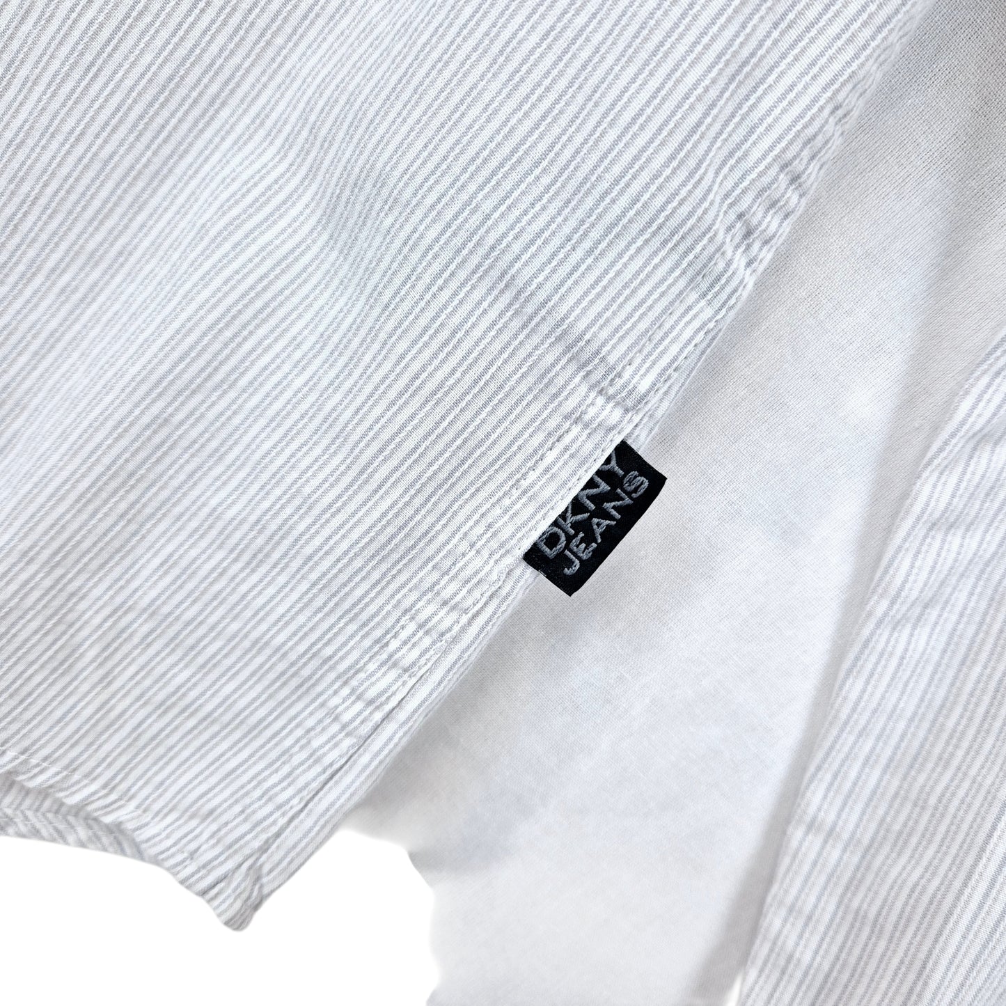 DKNY White Striped Textured Dress Shirt Size M