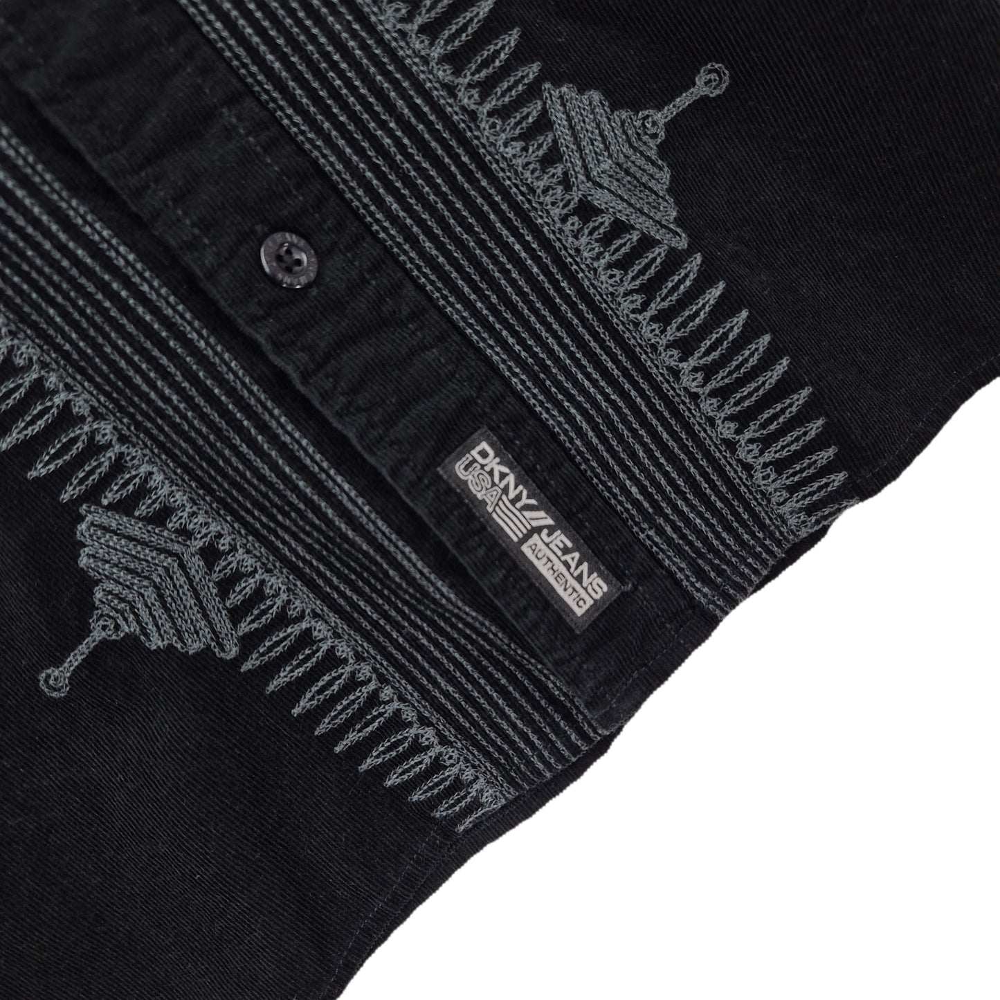 DKNY Jeans Black Long Sleeve Corduroy Button Shirt Size XL