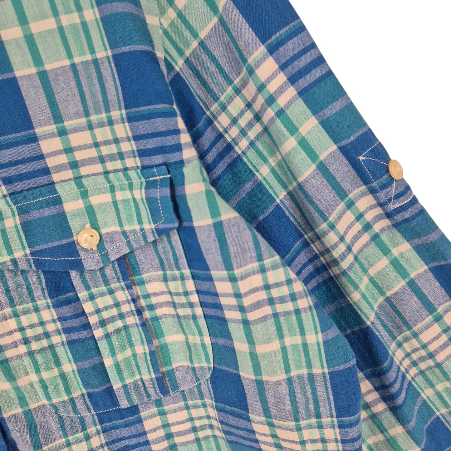 Ralph Lauren Green Label Womens Blue Checkered Long Sleeve Button Shirt Size M