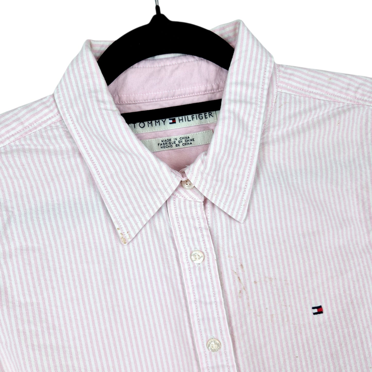 Vintage Tommy Hilfiger Womens Pink & White Striped Button Vest Size M