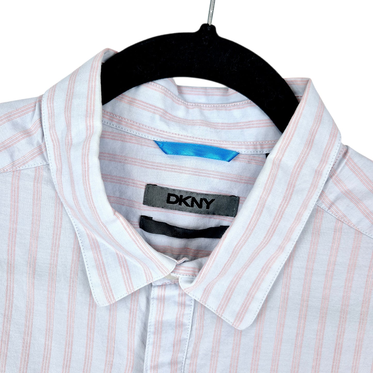 DKNY Light Grey Striped Slim Fit Stretch Dress Shirt Size L