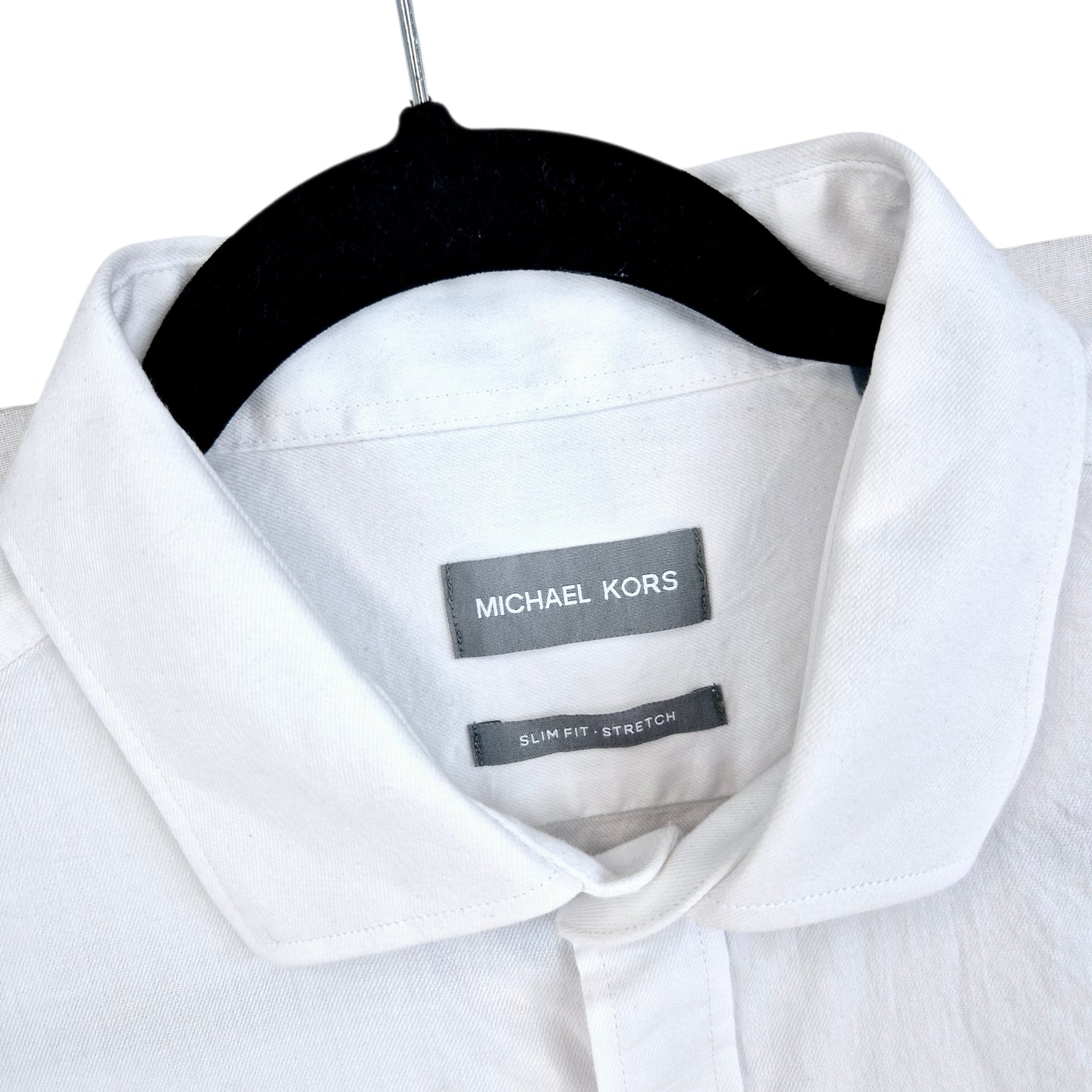 Michael Kors White Slim Fit Stretch Dress Shirt Size XL
