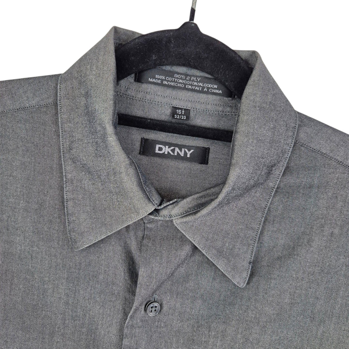 DKNY Dark Grey 80's 2 Ply Dress Shirt Size L