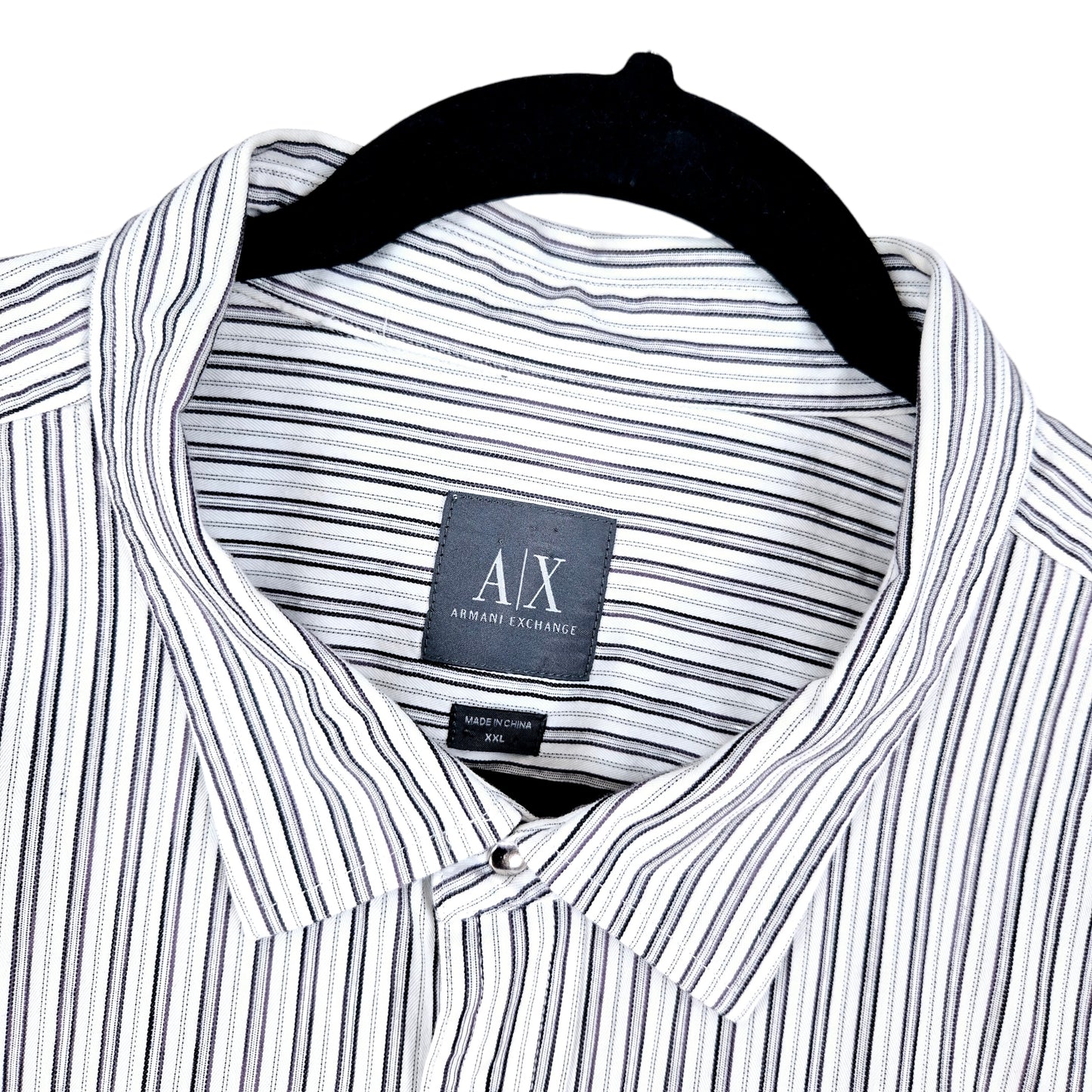 Armani Exchange White & Silver Striped Dress Shirt Size 2XL